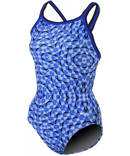 One-Pieces Women's Optik Print DBX Back ONE-Piece Swimsuit - Blue - CB12IQQGUCD