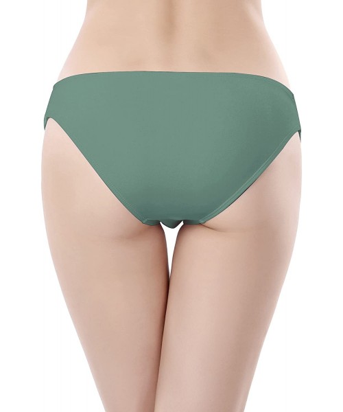 Tankinis Swimwear Shirred Side Low-Rise Hipster Bikini Bottom for Women - Olive Green - CG18G94LEUE