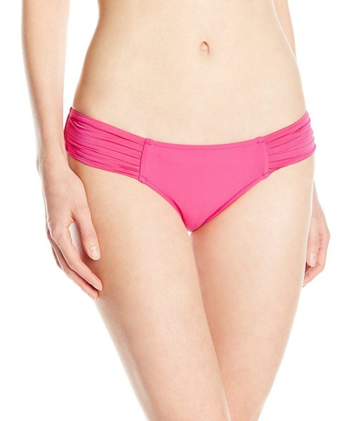 Tankinis Women's Pleated Hipster Bikini Bottom Swimsuit - Raspberry - CQ11O0AU5K7