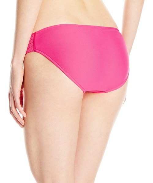 Tankinis Women's Pleated Hipster Bikini Bottom Swimsuit - Raspberry - CQ11O0AU5K7