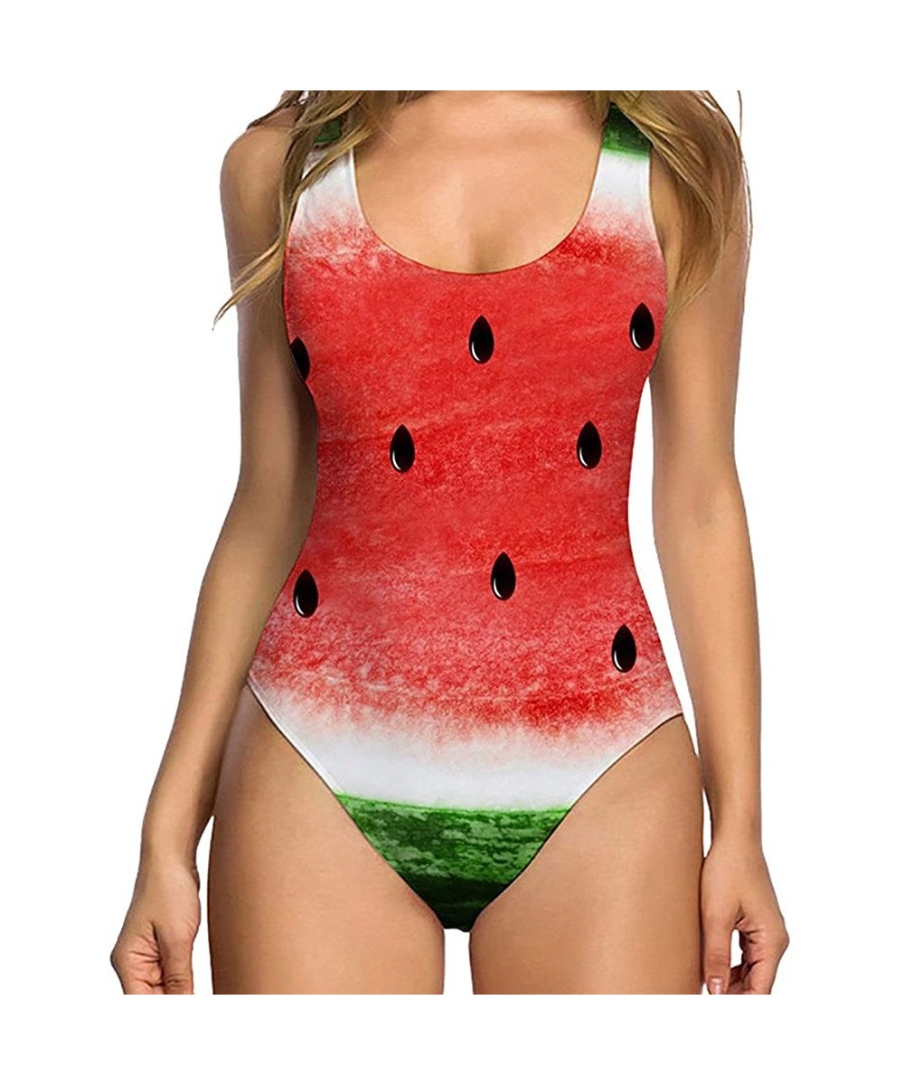 One-Pieces Women One Piece 3D Printing Swimsuit V Neck Swimwear Tummy Control Backness Bathing Suit Swimwear Beachwear - Wate...