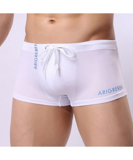 Briefs Mens Swim Trunk Briefs Boxer Swimming Shorts Beach Shorts Swimsuit Swimwear Bathing Suit - White - CO18CEN3CTN