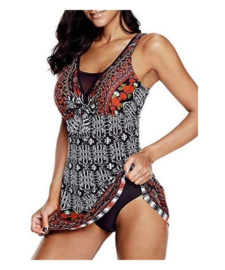 One-Pieces Womens One Piece Swimsuits for Women Tummy Control Swimwear Swimdress Slimming Bathing Suit Dress - 06 Color a - C...