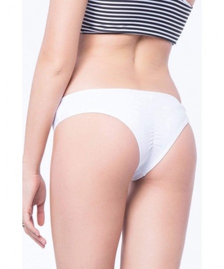 Tankinis Sexy Womens Ruched Butt Bikini Bottom V Cheeky T-Back Ladies Swimsuit - White - C212OB0MGOJ