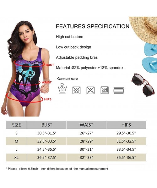 One-Pieces One Piece Swimsuit Women's Jack and Sally Nightmare Before Christmas Print Beach Swimwear Bathing Suit S XL White ...