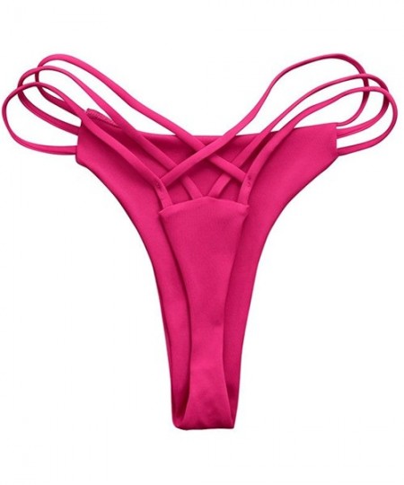 Bottoms Sexy Swimsuit Bottom for Women G String Thong Bikini Bottoms Scrunch Butt Strapy Swim Bottom - Hotpink - CB18U26GE66