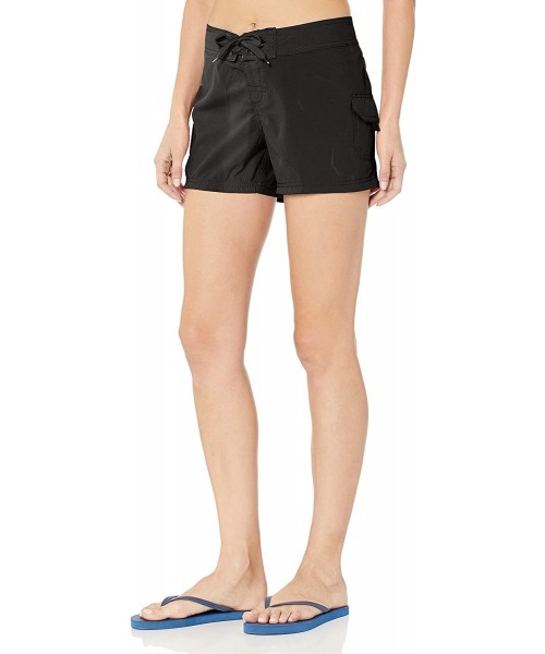 Board Shorts Women's Breeze Solid Stretch Boardshort - Black - C012BXYY8MJ