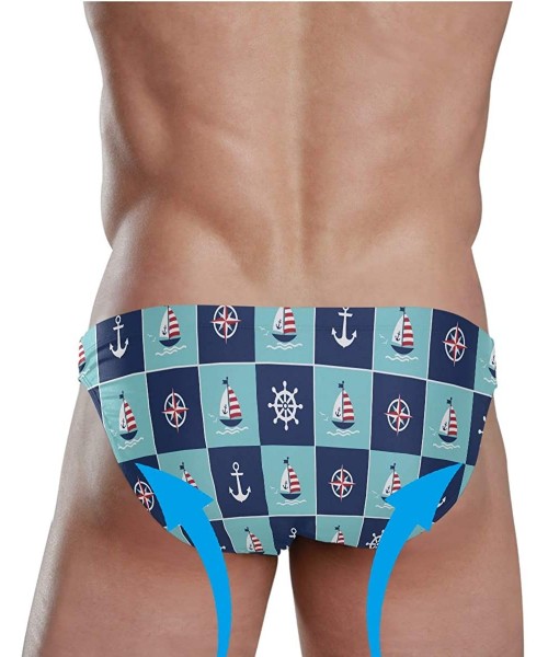 Briefs Swim Brief Bikini Cartoon Animal Beach Bikini for Men Swim Underwear Sports - Patchwork Marine Style - CW19EMXUYG4