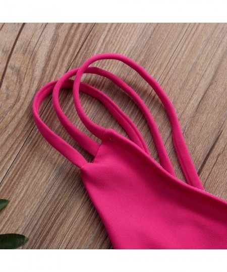 Bottoms Sexy Swimsuit Bottom for Women G String Thong Bikini Bottoms Scrunch Butt Strapy Swim Bottom - Hotpink - CB18U26GE66