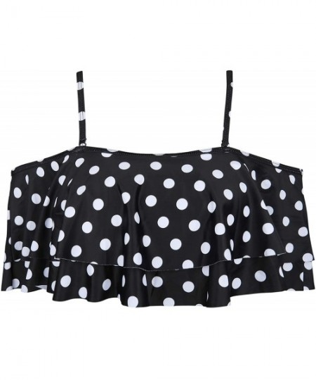 Sets Women Flounce Swimsuit Off Shoulder Ruffled Chic Bikini Tops - Polka Dot-a - CW18YNCGT3Z