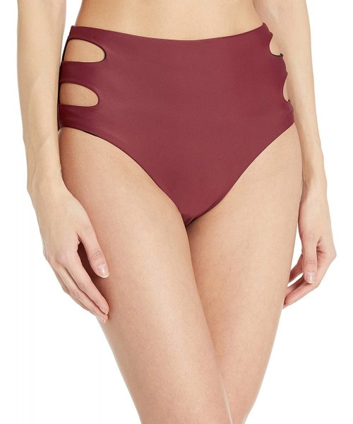 Tankinis Women's Swimwear High Waist Bikini Bottom - Raisin Cut Out Sides - CF185NQONMU