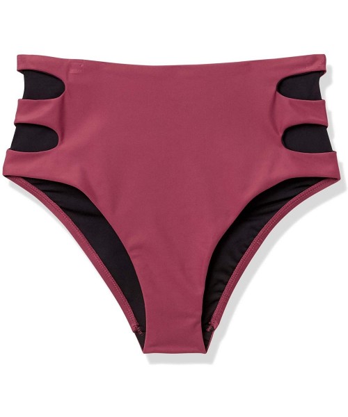 Tankinis Women's Swimwear High Waist Bikini Bottom - Raisin Cut Out Sides - CF185NQONMU