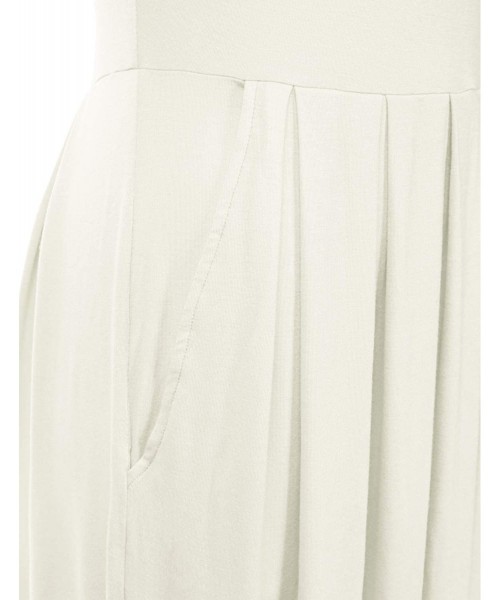 Cover-Ups Women's Long Sleeve Pleated Loose Swing Midi Dress with Pockets (XS-XXL) - Dbd005_ivory - CT196XEX3RM