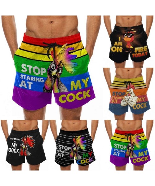 Board Shorts Men's Novelty Swimwear Board Shorts Beachwear Summer Drawstring Casual Cock Printed Casual Trouser Pants - Black...