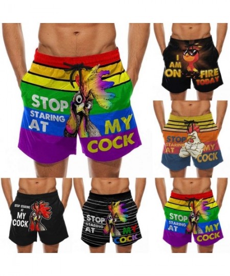 Board Shorts Men's Novelty Swimwear Board Shorts Beachwear Summer Drawstring Casual Cock Printed Casual Trouser Pants - Black...