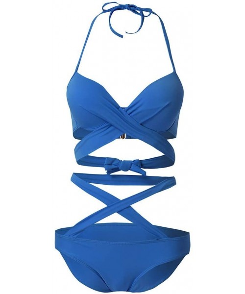 Sets Two Pieces Bathing Suits for Women Tankinis Sporty Cut Out Bathing Suits Summer Swimsuits for Beach Swimming Pool Blue -...