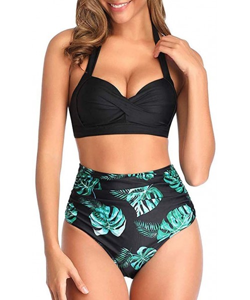 Bottoms Women's Fashion Sling Bandeau Bikini Sets Bathing Suits Two Pieces SFE Summer Tummy Control High Waisted Swimsuit Gre...