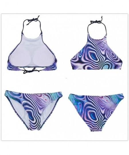 Sets Animal Print Bikini Set Two Piece Teen Girls Learn-to-Swim Lace Up Halter Swimwear - Lion - CF18OTRE95L