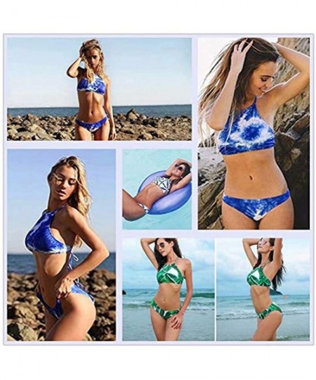 Sets Animal Print Bikini Set Two Piece Teen Girls Learn-to-Swim Lace Up Halter Swimwear - Lion - CF18OTRE95L