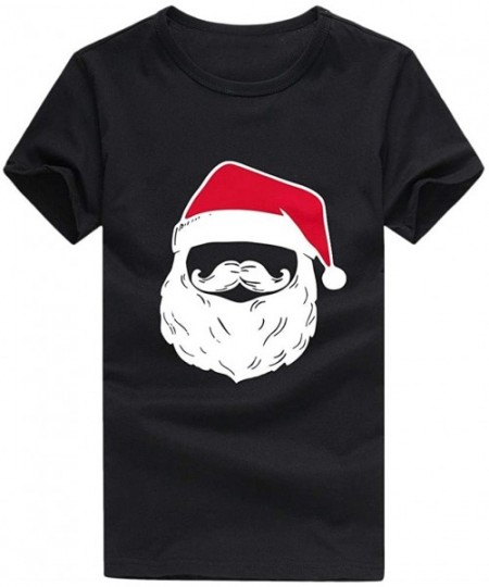 Rash Guards Funny T-Shirts Mens Cool Santa Claus Print Christmas Shirts Short Sleeve O Neck Tee Tops - Black - CP192N4R94I