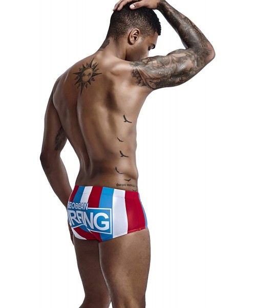 Briefs Mens Low Rise Sexy Surfing Boxer Brief Swimwear - 90807 Red/Blue/White - CM18UA9U8KH