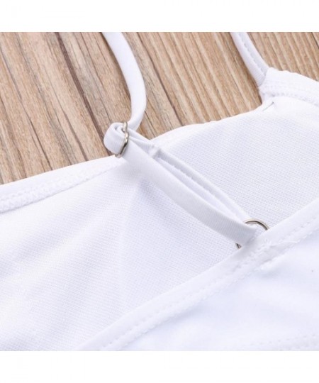 Sets Bikini Set- Womens 2PCS Halter Push-Up Padded Bathing Suits with Cut Out Bottom Swimwear - White - C018DOOS9CM