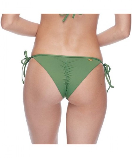 Tankinis Women's Tiki Tie Side Cheeky Bikini Bottom Swimsuit - Papakolea Green - CT18ZQC7ZKD