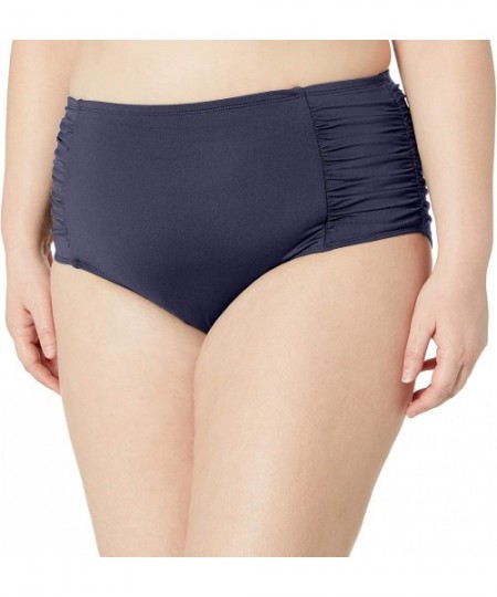 Tankinis Women's Plus Size Tummy Control High Waist Bikini Swim Bottom - Navy - C518ZQ7T7RL