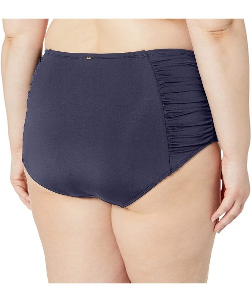 Tankinis Women's Plus Size Tummy Control High Waist Bikini Swim Bottom - Navy - C518ZQ7T7RL