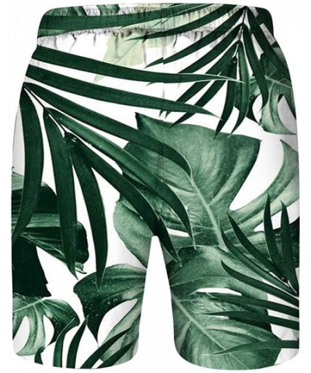 Board Shorts Men's Elastic Waist Tropical Print Swim Trunks Short Dad and Kid Leaf Graphic Drawstring Family Water Shorts - G...