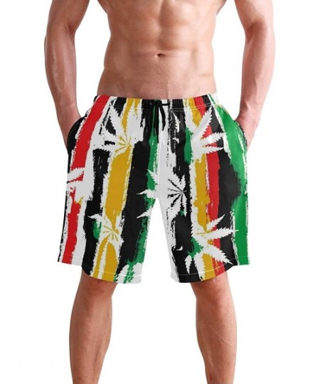 Board Shorts Alien Head Leaf Cannabis Weed Swim Trunks Summer Beach Shorts Pockets Boardshorts Men Mesh Lining - Alien Head L...