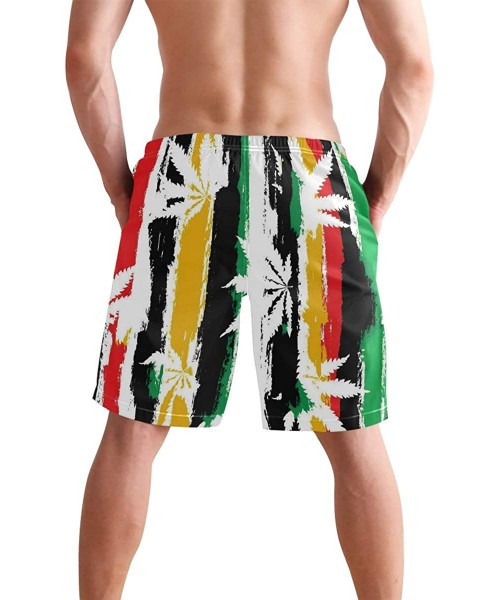 Board Shorts Alien Head Leaf Cannabis Weed Swim Trunks Summer Beach Shorts Pockets Boardshorts Men Mesh Lining - Alien Head L...