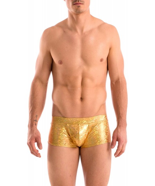 Briefs Mens New Solid Hot Body Boxer Swimsuit - Ice Gold - CA187GESNKO