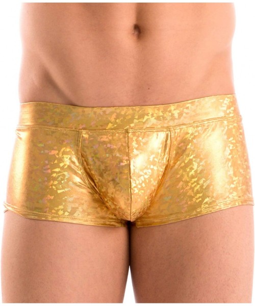 Briefs Mens New Solid Hot Body Boxer Swimsuit - Ice Gold - CA187GESNKO