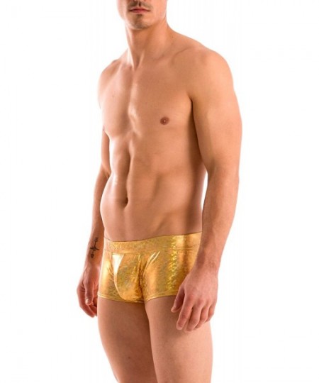 Briefs Mens New Solid Hot Body Boxer Swimsuit - Ice Gold - CA187GESNKO