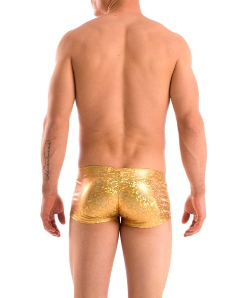 Briefs Mens New Solid Hot Body Boxer Swimsuit - Ice Gold - CA187GESNKO