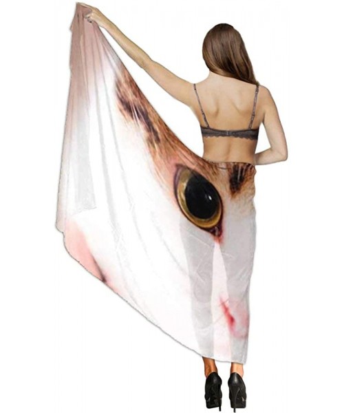 Cover-Ups Women Girl Beach Bikini Cover Up Chiffon Sarong Fashion Scarf Shawl Wrap - Lovely Kitten Cat Satchel - C3190HKHTLO