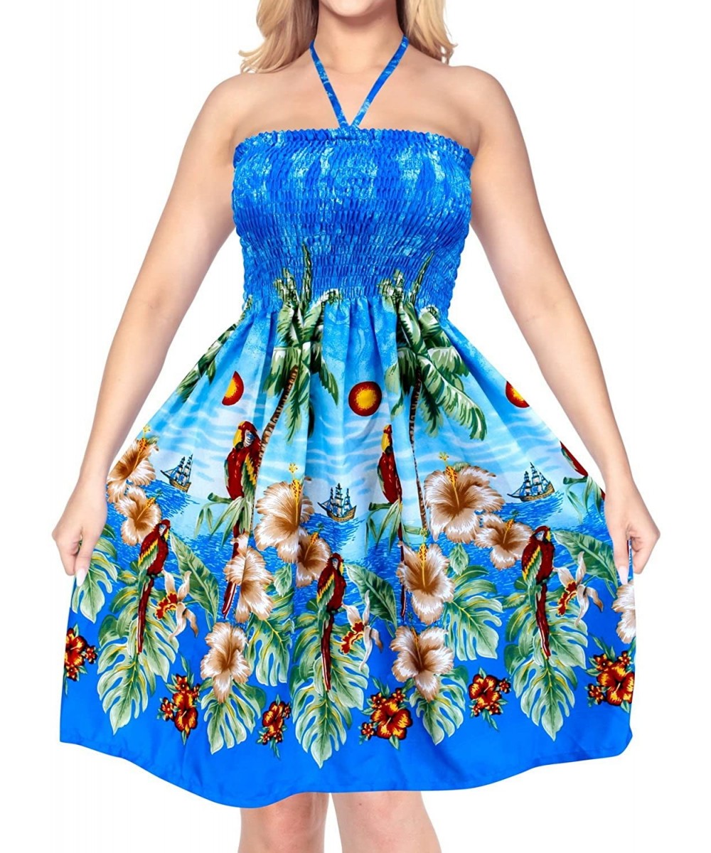 Cover-Ups Women's Midi Beach Tube Prom Party Cocktail Dress for Women Printed B - Summer Blue_g235 - CC12O5K53KO