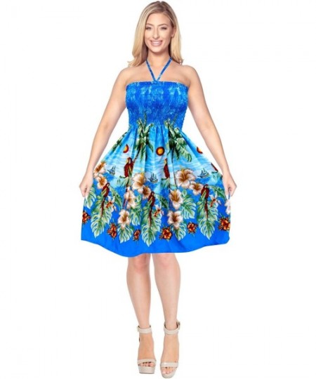 Cover-Ups Women's Midi Beach Tube Prom Party Cocktail Dress for Women Printed B - Summer Blue_g235 - CC12O5K53KO