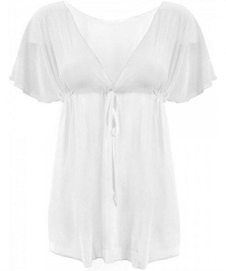 Cover-Ups Women's Petite Chic & Sheer Beach Bikini Cover Up - White - CB12FZSMRE5