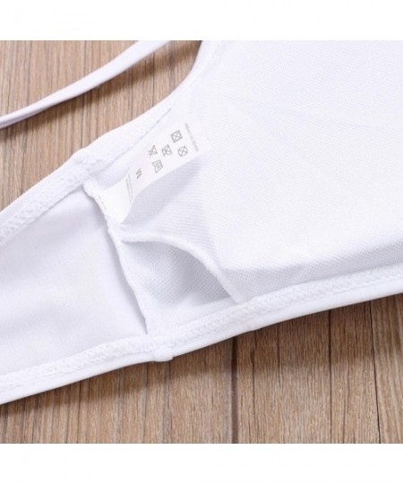 Sets Bikini Set- Womens 2PCS Halter Push-Up Padded Bathing Suits with Cut Out Bottom Swimwear - White - C018DOOS9CM