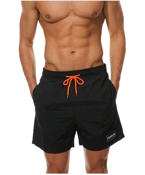 Trunks Men's Swim Trunks Quick Dry Swim Shorts with Mesh Lining Waterproof SwimmingTrunks for Men - Black - C118OK7S886