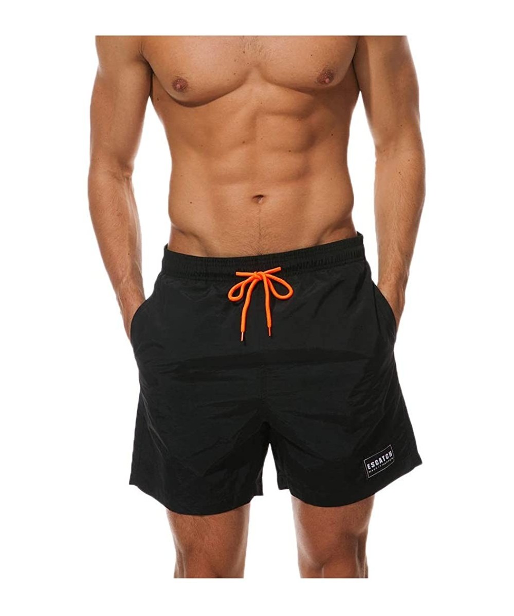 Trunks Men's Swim Trunks Quick Dry Swim Shorts with Mesh Lining Waterproof SwimmingTrunks for Men - Black - C118OK7S886