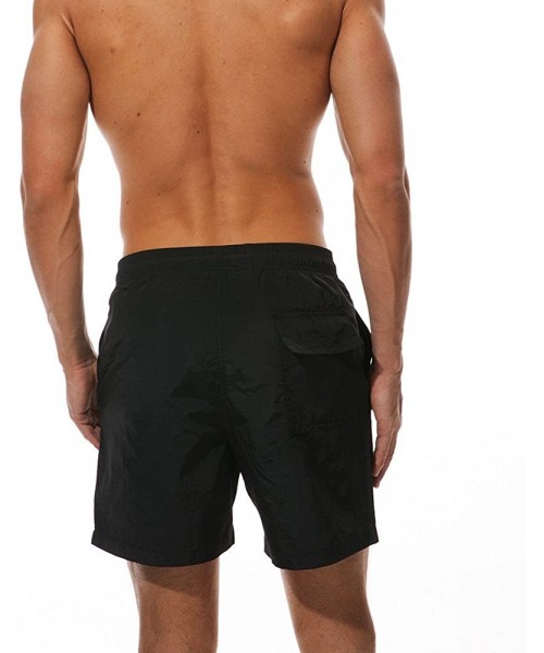 Trunks Men's Swim Trunks Quick Dry Swim Shorts with Mesh Lining Waterproof SwimmingTrunks for Men - Black - C118OK7S886