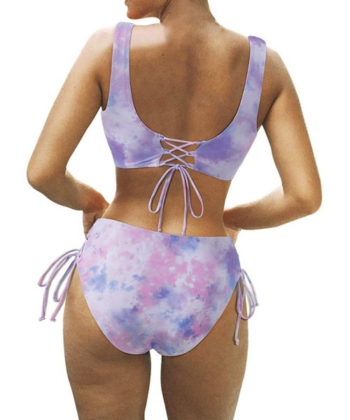 Sets Women Wrap Lace Up Bikini Twist Push Up Swimsuit 2 Piece Bikinis - 90 Tie Dye - CV19CA8XXC7