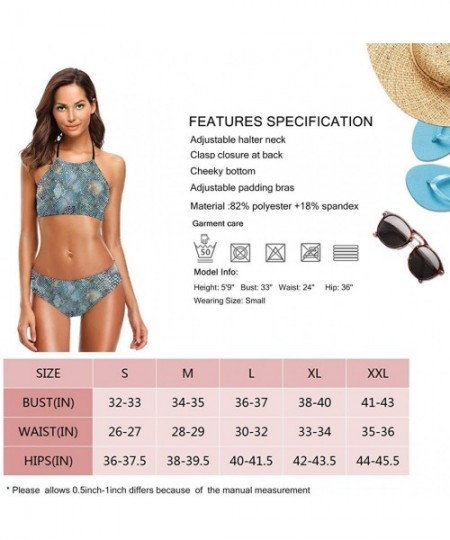 Sets Womens Durable Bikini Swimsuit Beachwear Suit for Spa Sports - Snakeskin 1 - CU19CDMTULK