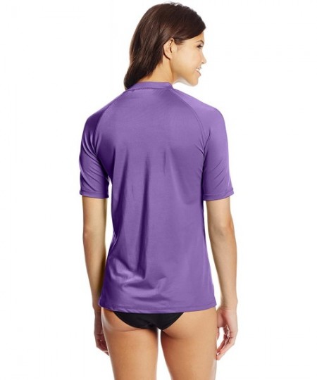 Rash Guards Women's Breeze UPF 50+ Short Sleeved Active Rashguard & Workout Top - Lanai Purple - CJ11HLDBC4T