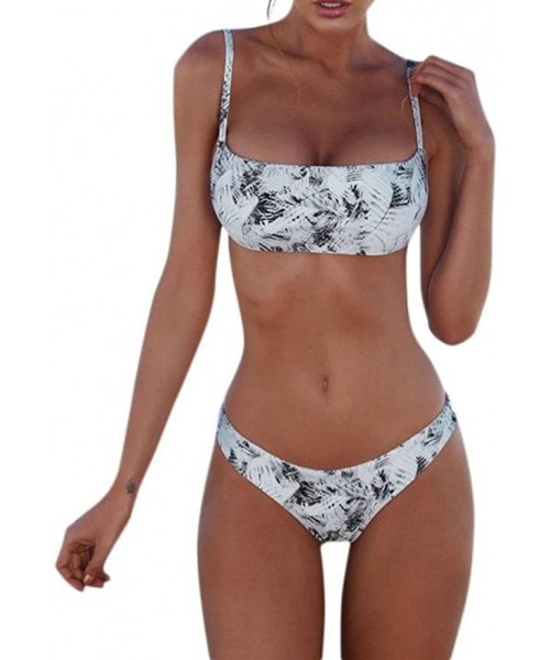 Sets Women Sexy Brazilian Bikini Set Print Push-Up Padded Two Piece Swimwear Swimsuit Bathing Suit - Gray - C718DAWOMNE