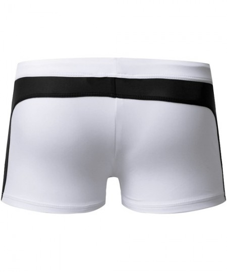 Briefs Men's Swim Briefs Boxer Trunks Beach Square Leg Swimsuit Board Shorts Swimwear Quick Dry - 1white Black - C0180ATH73L