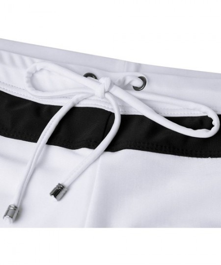 Briefs Men's Swim Briefs Boxer Trunks Beach Square Leg Swimsuit Board Shorts Swimwear Quick Dry - 1white Black - C0180ATH73L